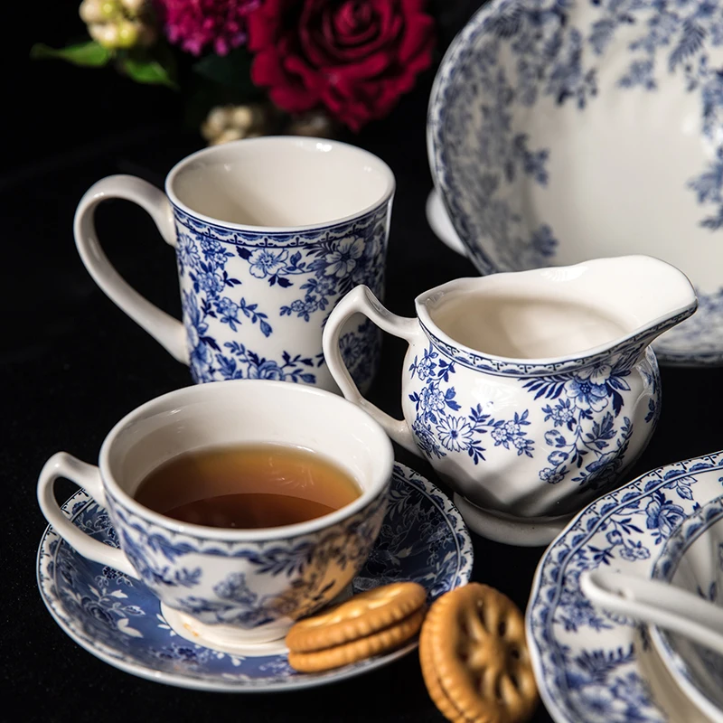 Экспорт Великобритании Бытовая Посуда и тарелки наборы синий белый керамика s