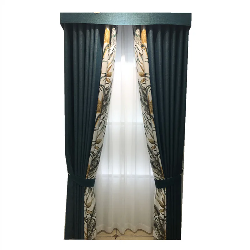 

American Country Thick Jacquard Blackout Curtains for Living Room Bedroom Retro Curtains