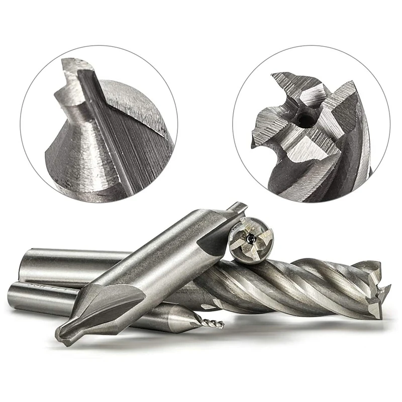 

Hot 14PCS HSS CNC Cutter Drill Bits Straight 4 Flute Mill Bit Set Center Drill Bits Lathe 60 Degrees Countersink Drill Bits