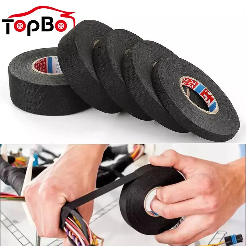 

9/15/25MM Coroplast Adhesive Cloth Tape 15M Car Cable Harness Wiring Protect Heat-resistant Flame Retardant Noise Reduction