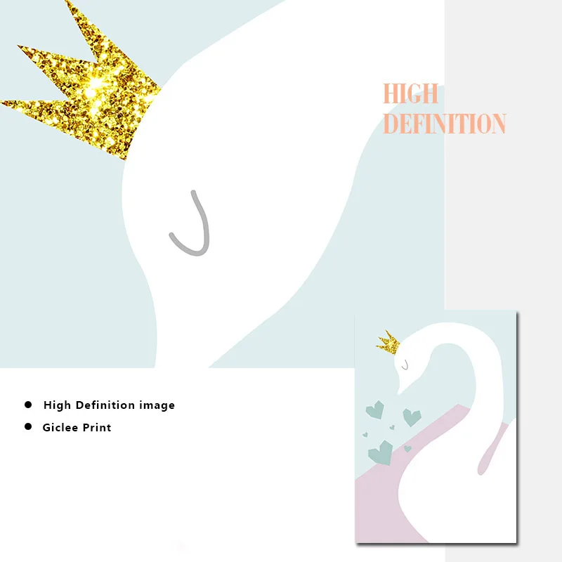 

Cartoon Swan Baby Nursery Wall Art Canvas Painting Minimalist Posters Prints Nordic Kids Decoration Pictures Living Room Decor