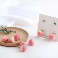 diy accessories girl heart sweet simple simulation mini peach cute earrings womens hand made materials