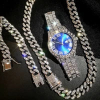 full iced out watch for mens iced out cuban chain bracelet necklace choker bling jewelry for men gold chains hip hop mens watch