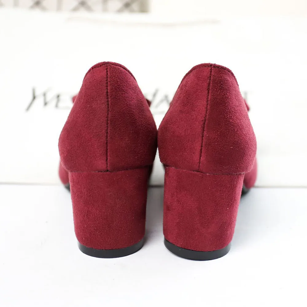 

Women 's Shoes Suede Thick High Heels Fashion Casual Pointed Toe Shoes Women Shoes Heel Slippers Summer 2019 New # 7