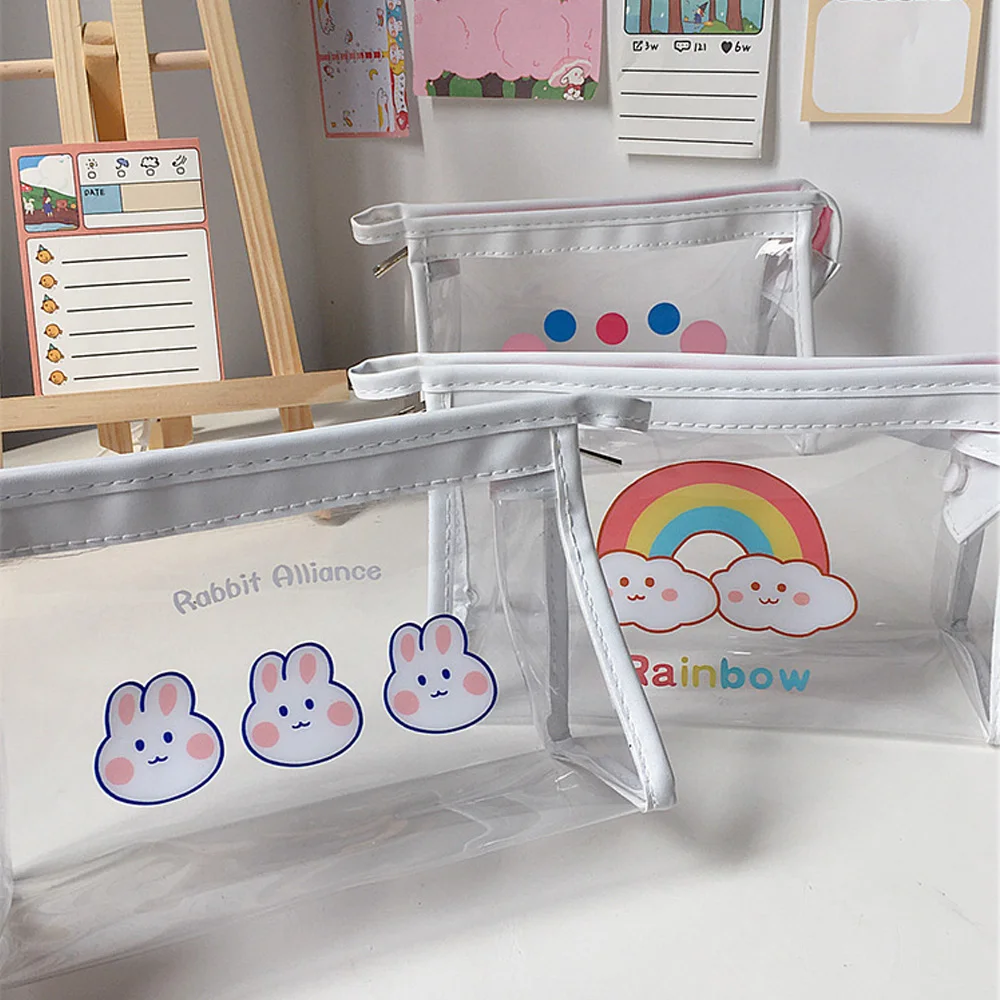 

Multifunction Cosmetic Bags Cute Waterproof Transparent Storage Pouch Makeup Organizer Clear Case Toiletry Bag PVC Zipper Travel