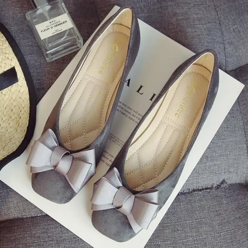Балетки женские замшевые лоферы на плоской подошве с бантом без застежки