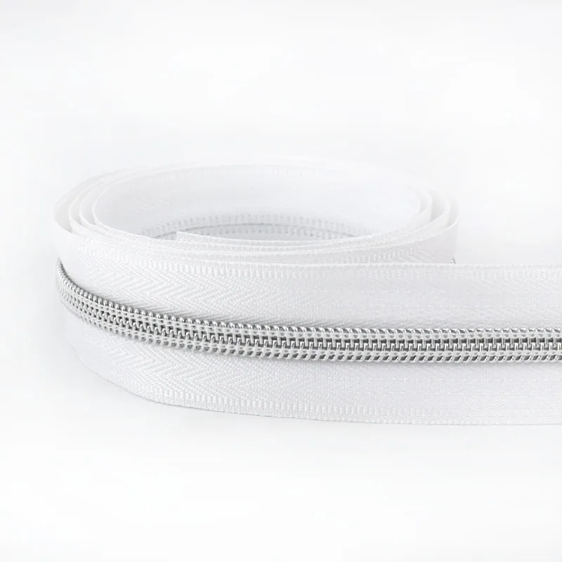 whitesilver Meetee 4/8 метров 5# разъемная застежка-молния нейлона катушка код, с декоративной молнией, DIY Швейные сумки кошелек одежды Zip Материал цветные аксессуары - Цвет: whitesilver