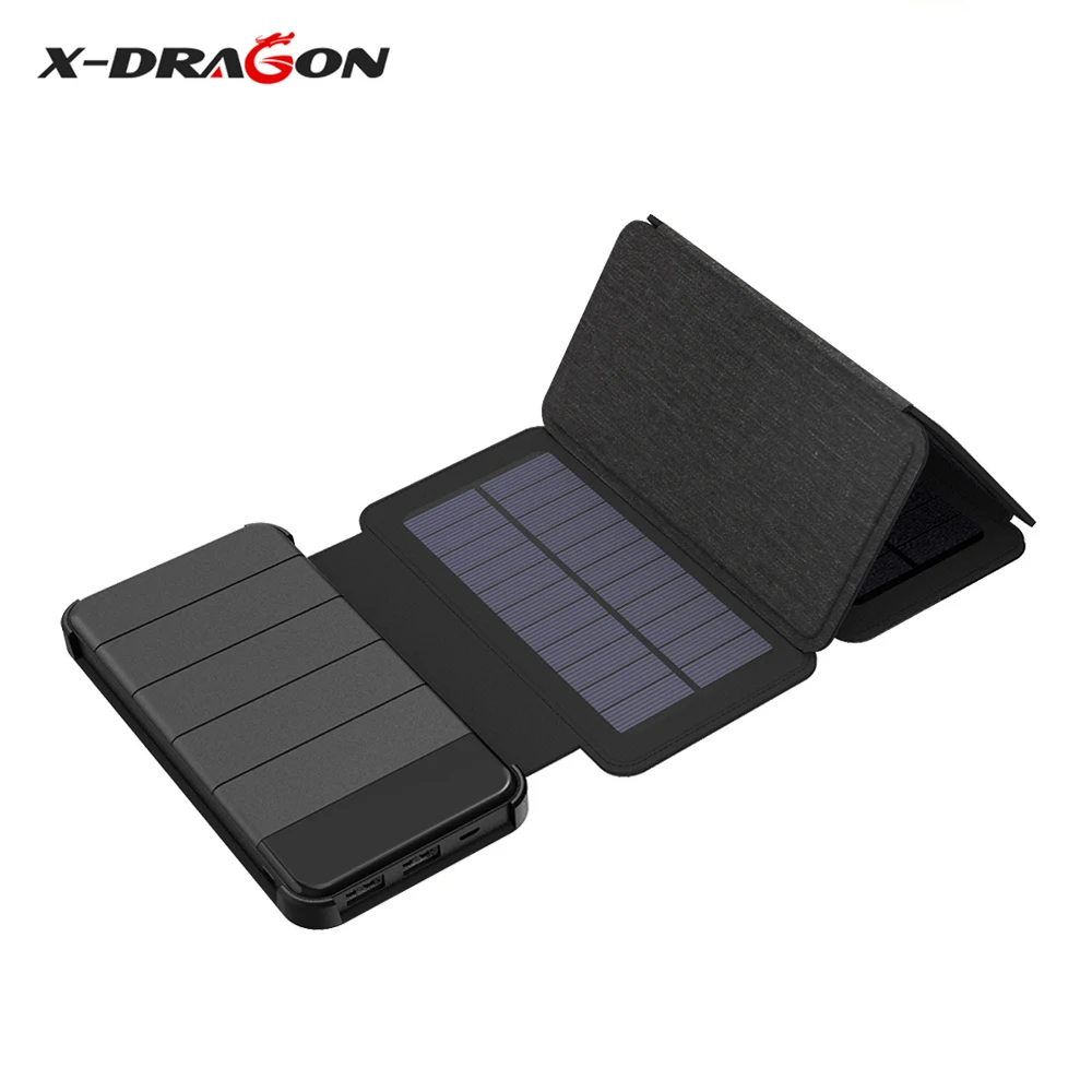 X DRAGON 10000mAh Солнечное зарядное устройство с двумя портами USB для iPhone Xiaomi Huawei