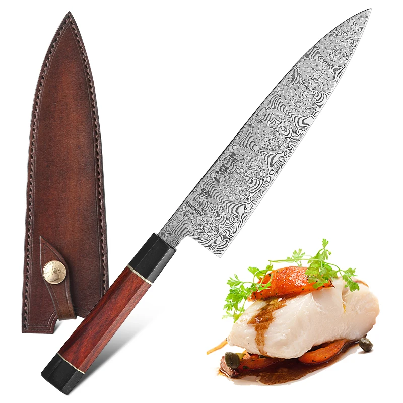 Ножи шеф повара Gyuto 210 мм японские 110 слойные кухонные ножи из дамасской стали