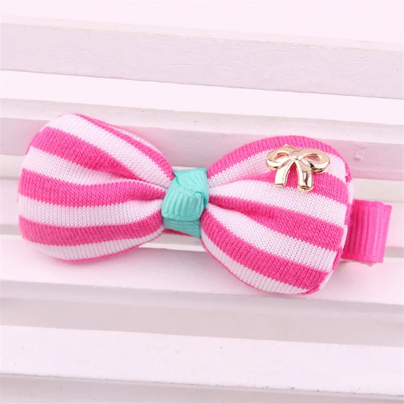 Новейшая заколка для волос детей Модный Полосатый Принт ткань бант золотые