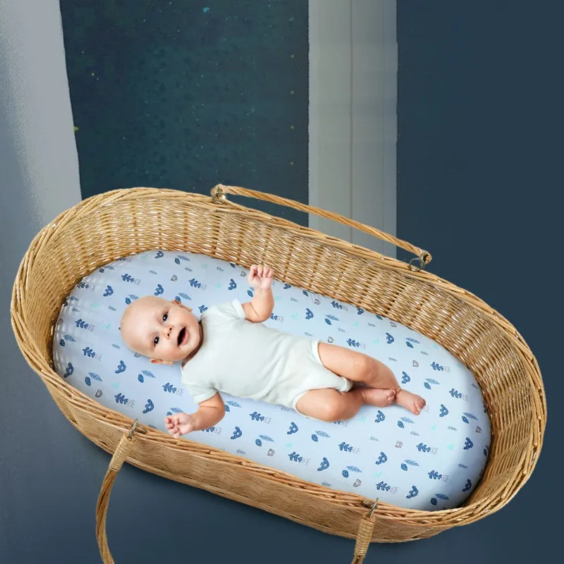 

Newborn Mattress Crib Sheet Baby Diaper Changing Pad Bedding Cartoon Printed Cradle Cover for Baby Moses Basket Bed Sheets