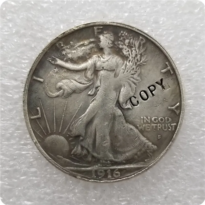 США 1916-s (OBV) идущая свобода 50-центовая Монета КОПИЯ памятных монет-копии монет