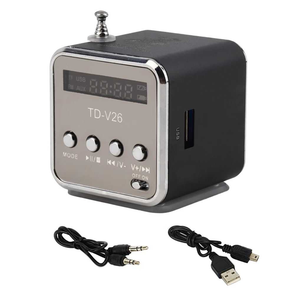 TD-V26 Портативный радио Динамик Micro SD карты SD-TF-USB мини стерео цифровой музыкальный