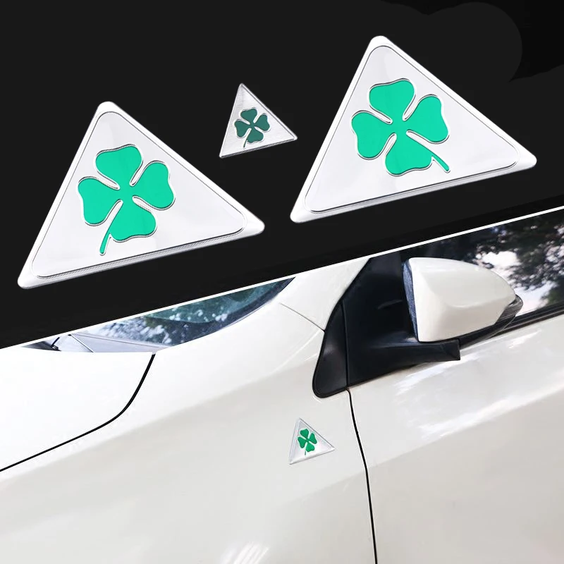 

3PCS Green Delta Emblem Car Side Fender Rear Trunk Badge Sticker for Alfa Romeo Spider Giulietta GT Quatrefoil 147 156 159 166