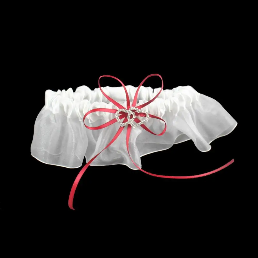 OurWarm 20cm Wedding Pillow Cushion Ring Double Heart Ring Rhinestone Pillows Baptism Wedding Birthday Party Favors Decoration - Цвет: red