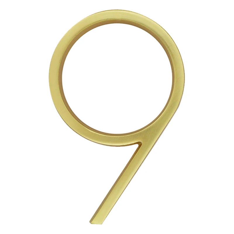 

127mm Golden Floating Modern House Number Satin Brass Door Home Address Numbers for House Digital Outdoor Sign Plates 5 In. #B