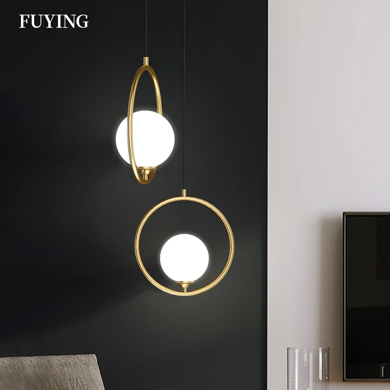Nordic Modern Gold Round Pendant Lights LED For Loft Living/Dining Room Bedroom kitchen Home Indoor Lamp Hanging Ceiling Light