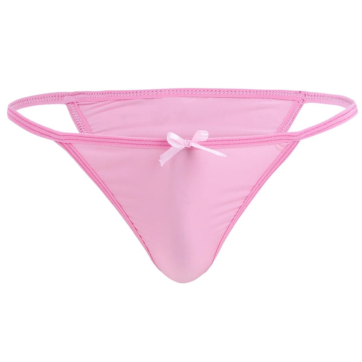 Pink Купальник Мужской купальный костюм нижнее белье Гей Нижнее белье купальный костюм Танга трусы для пениса бикини стринги трусы с купальный костюм с бантом - Цвет: Pink