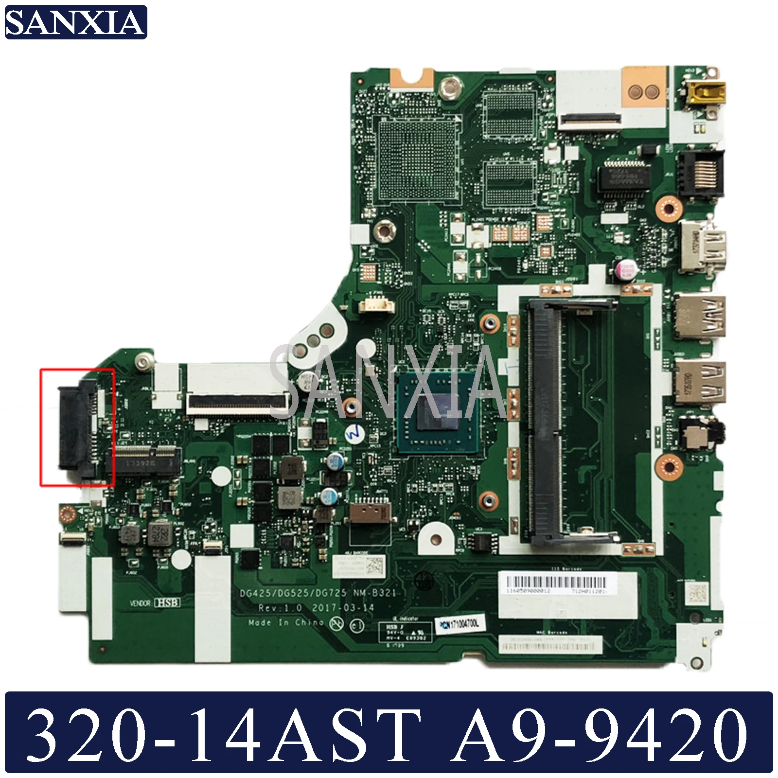 

KEFU NM-B321 Laptop motherboard for Lenovo 320-14AST 320-14IKB original mainboard A9-9420