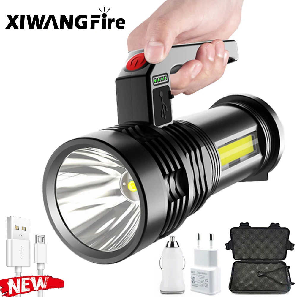 Самый мощный светодиодный фонарик XIWANGFIRE с несколькими режимами USB + cob фонарь COB