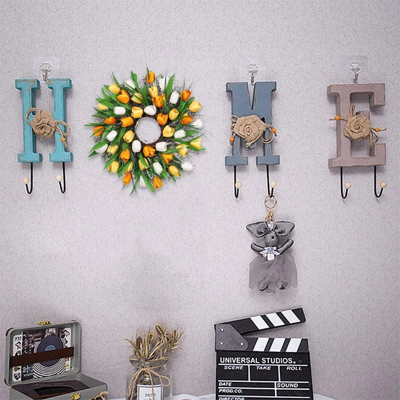 

Весенний цветочный венок с искусственными тулипами, большое украшение для свадьбы, входной двери