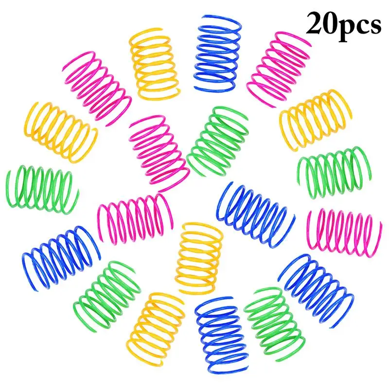 

20Pcs Cat Spring Toy Plastic Colorful Coil Spiral Springs Pet Action Wide Durable Interactive Toys