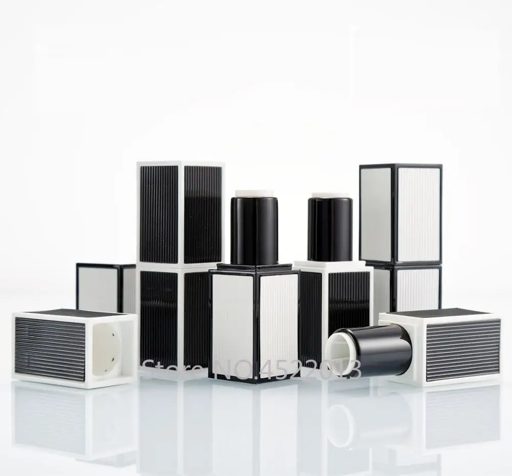 

10/30/50pc Empty Lipstick Tube Black White Stripe Square 12.1mm Lip Balm Refillable Container Cosmetic Lipstick Shell Packaging