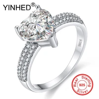 yinhed romantic valentines day gift for women heart cubic zirconia wedding ring 925 sterling silver engagement jewelry zr633