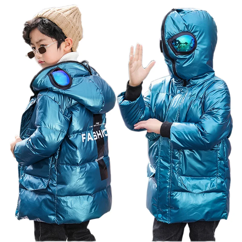 

Toddler Winter Down Jacket For Boys Ultraman Waterproof Shiny Child Winter Coat 3-12 Years Kid Teenage Girls Outerwear Parka
