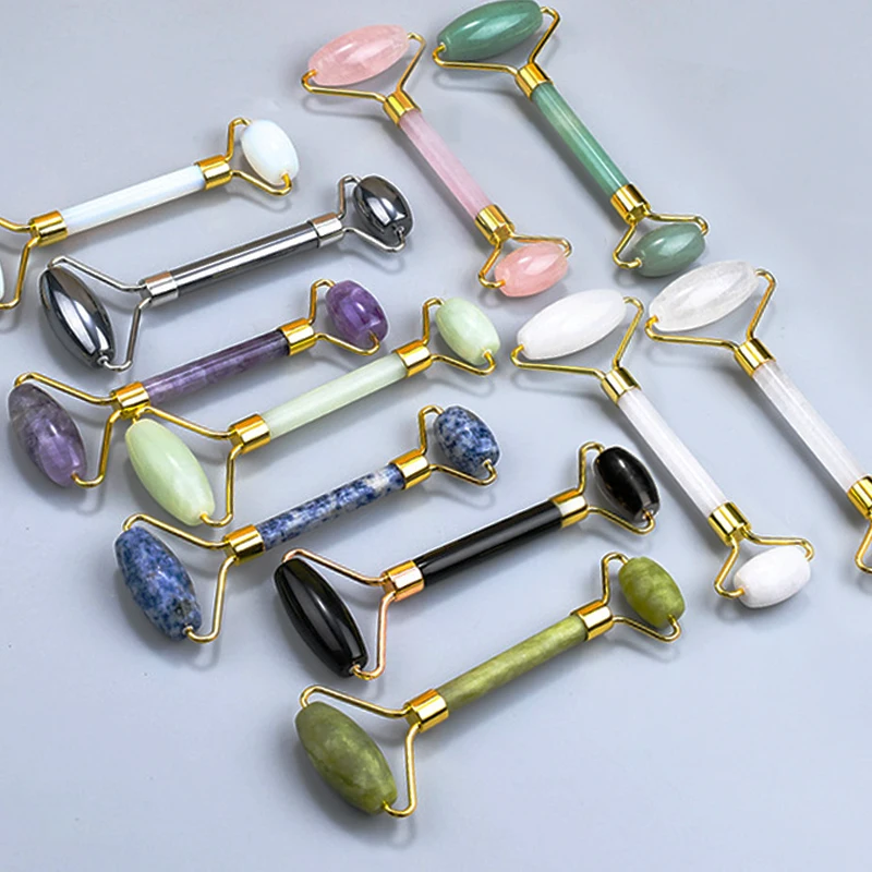 

Drop Shipping Jade Roller Massager For Face Natural Stone Slimming Lift Facial Massage Roller Chin Neck Beauty Skin Care Tools
