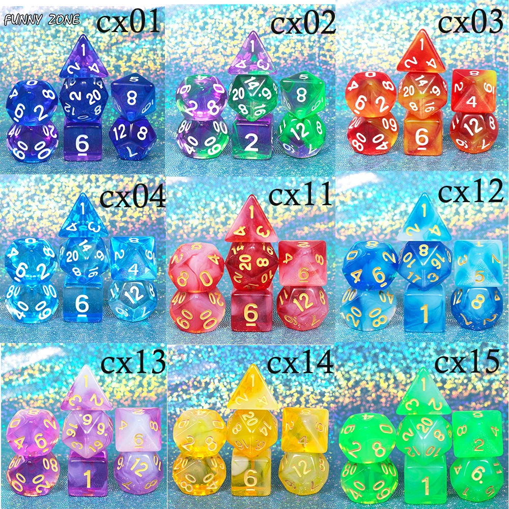 7 шт. многогранные прозрачные/полупрозрачные белые игральные кости|Кубики| |