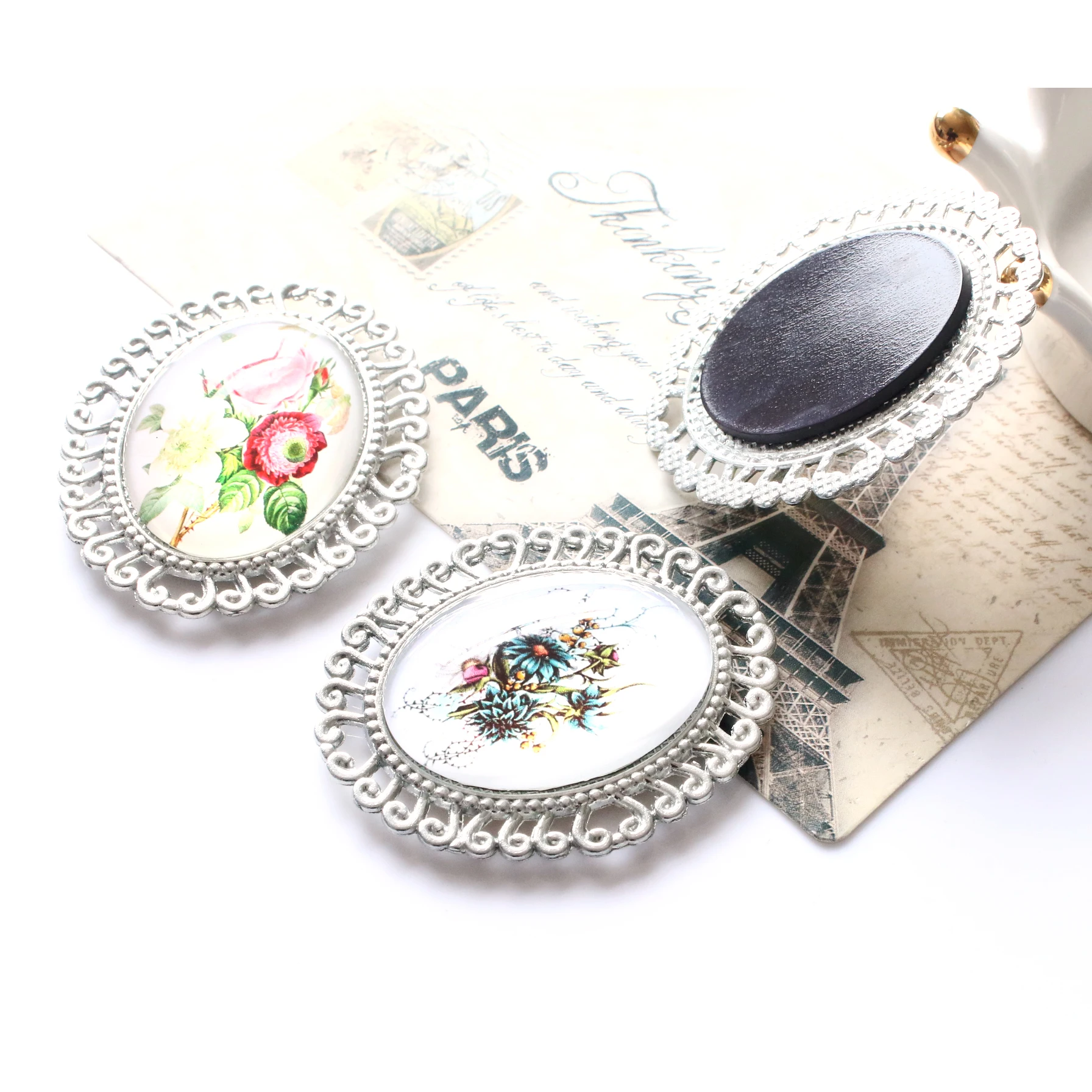 QiYue 9 моделей простого цветочного узора овальные магнитные стеклянные наклейки