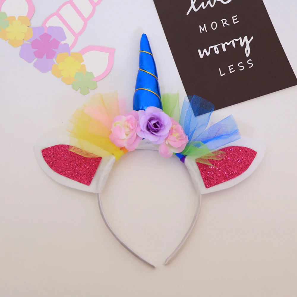 1pcs Unicorn Headdress Party Decorations Festival Happy Birthday Gift for Kids Baby Shower Headband Girl Hair Accessories | Дом и сад