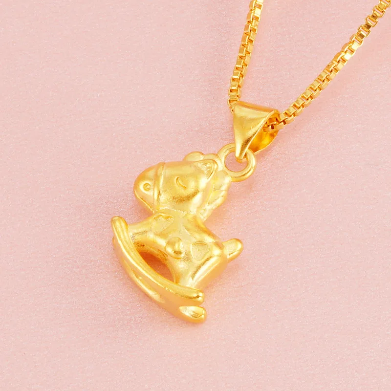 Ожерелье из 24-каратного золота с маленькой лошадью для женщин девочек детей