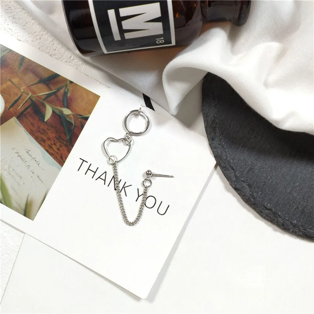 Женские Висячие серьги с длинной цепочкой изящные вечерние в стиле рок сердечком