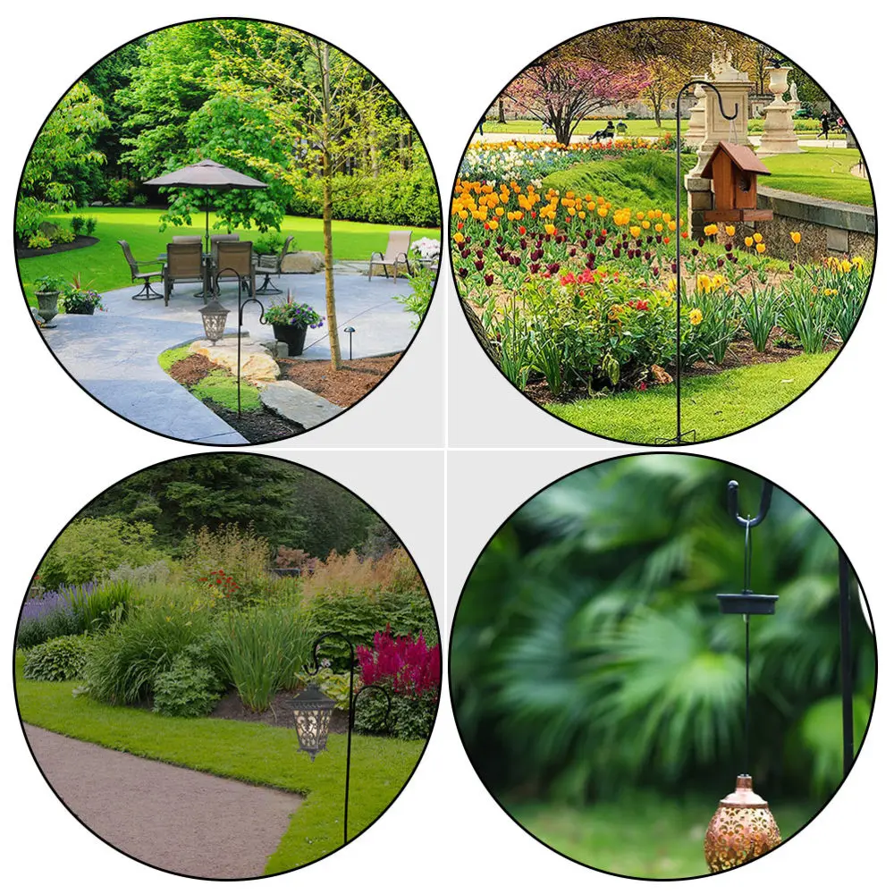 

2 Pcs Garden Lamps Hangers Yard Streetlamp Hooks Shepherd Hook Iron Hanging Hook