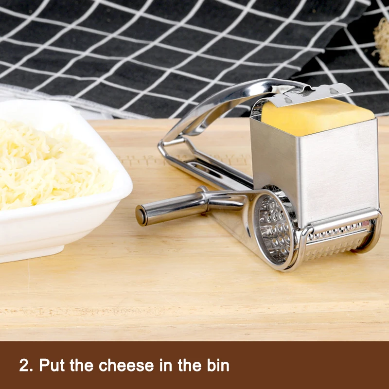 

Stainless Steel Cheese Grater Hand Crank Rotary Blades Vegetable Grinder Kitchen DSS899