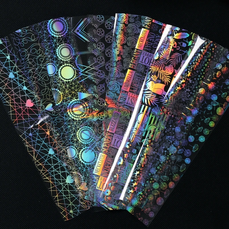 Переводные наклейки из фольги для дизайна ногтей голографические на ногти 4*20 см