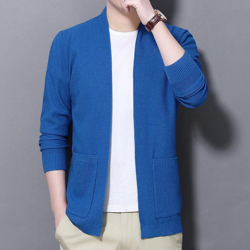 

iSurvivor 2021 Spring and autumn new men's knitted cardigan trend business gentleman youth popular solid color jacket