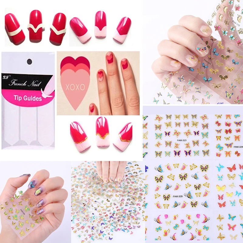 

6-30Pcs Laser Butterflies DIY Fashion Nail Art Stickers 3D Nail Art Decorations Water Decals Manicure Manicure Accessories