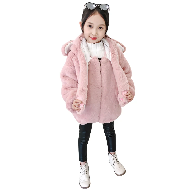 

Toddler Girls Coats Funny Playtoy Ear Up Down Hooded Outfits Kids Winter Moving Hat Animal Ears Gift Children Clothes 2-13 Years