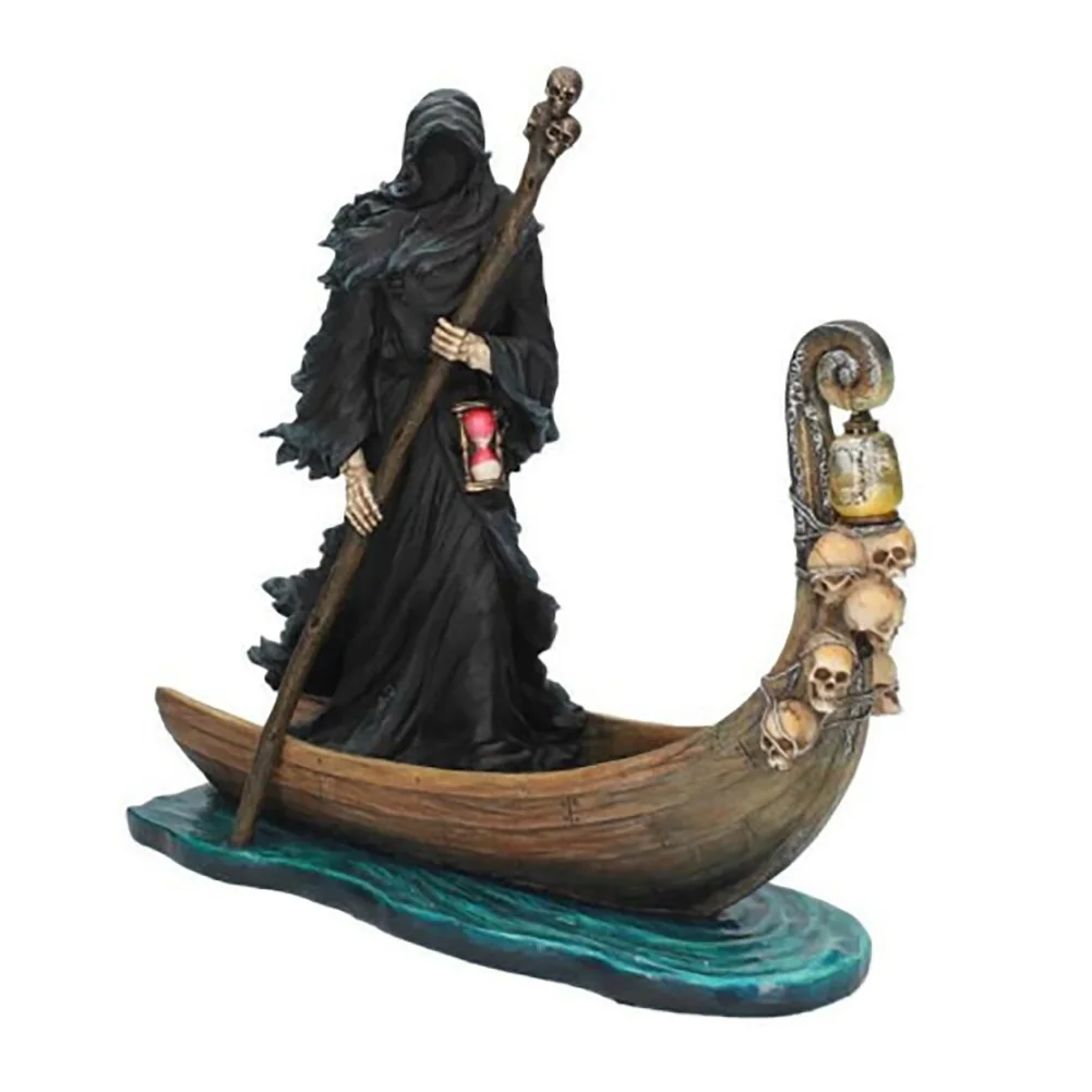 

Creative Resin Halloween Decoration Ferryman Desk Reaper Boating Ornament Home Bedroom Living Room Office Cute Adornment