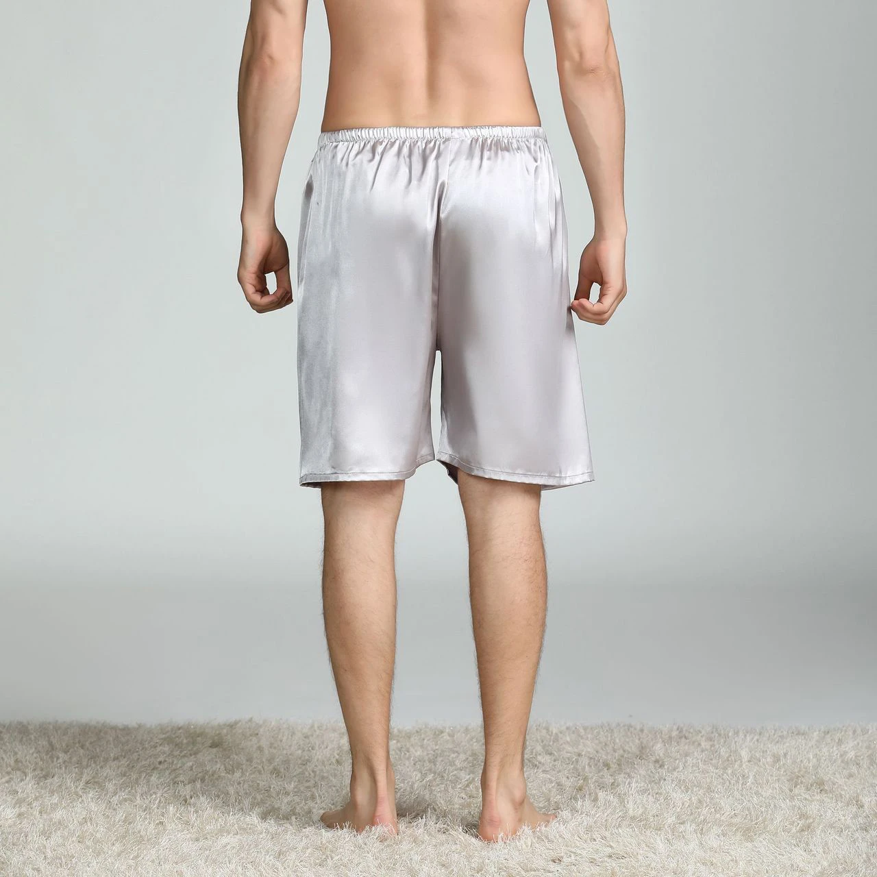 Men's Thin Sleep Shorts Artificial Silk Lightweight Pajamas Shorts Casual Home Sleepwear Boxer Bottoms Male Plus Size Underpants