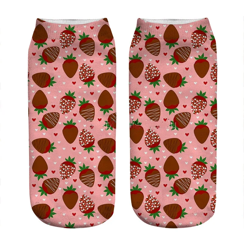 

Women's socks kawaii Chocolate Strawberries Printed Socks Woman harajuku Happy Funny Novelty cute girl gift Socks for women