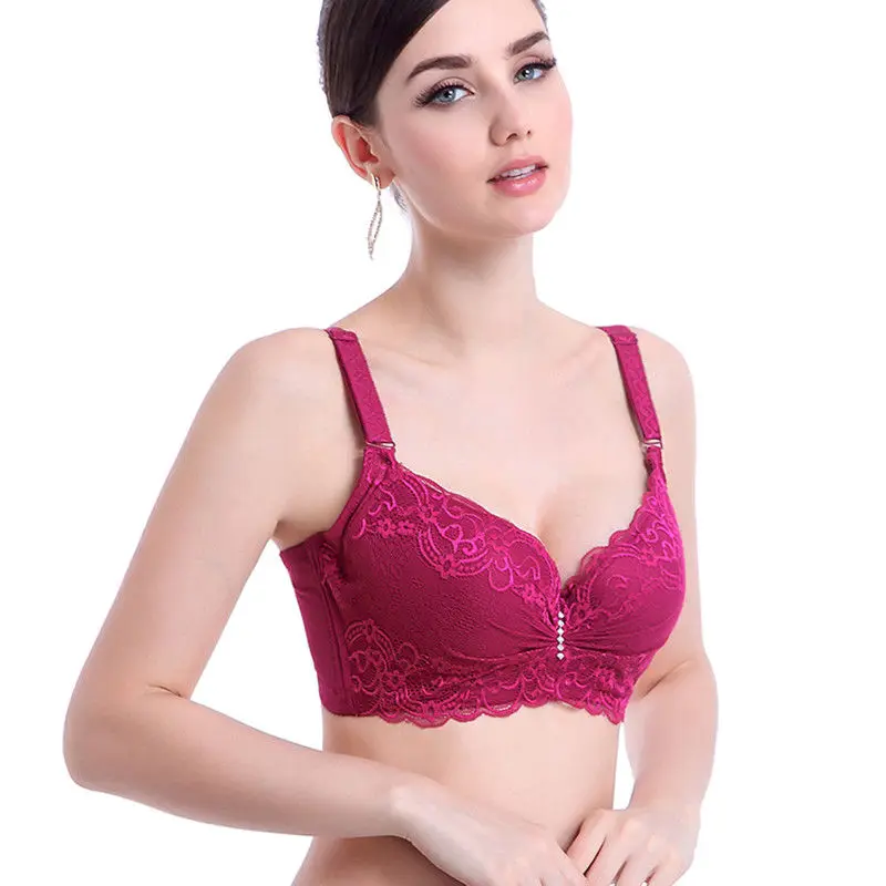 

Underwire Gather Adjustment Plunge Lingerie Bras For Women Embroidery Underwear BH Top Sexy Lace Bra Plus size B C D DD E Cup