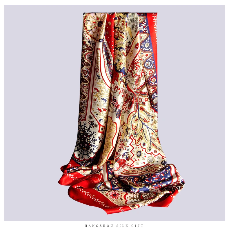 108x108 см большой натуральный шелковый квадратный шарф с принтом шелковый шарф для дам элегантный женский платок-Бандана шейный платок