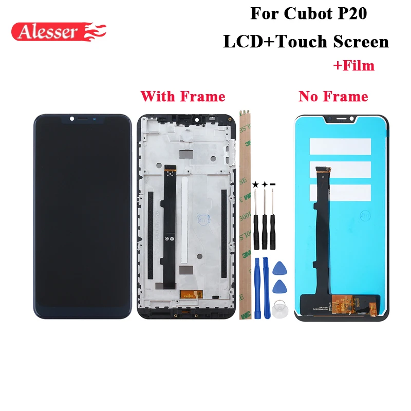 Alesser для Cubot P20 ЖК-дисплей и инструмент для ремонта сенсорного экрана в сборе Запчасти+ Инструменты+ клей 6,18 ''для Cubot P20 телефон+ пленка рамка