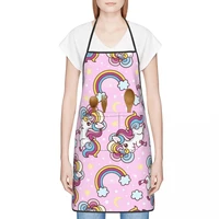 women kitchen apronslovely unicorn printed waterproof cooking oil proof cotton linen antifouling chef apron cleaning