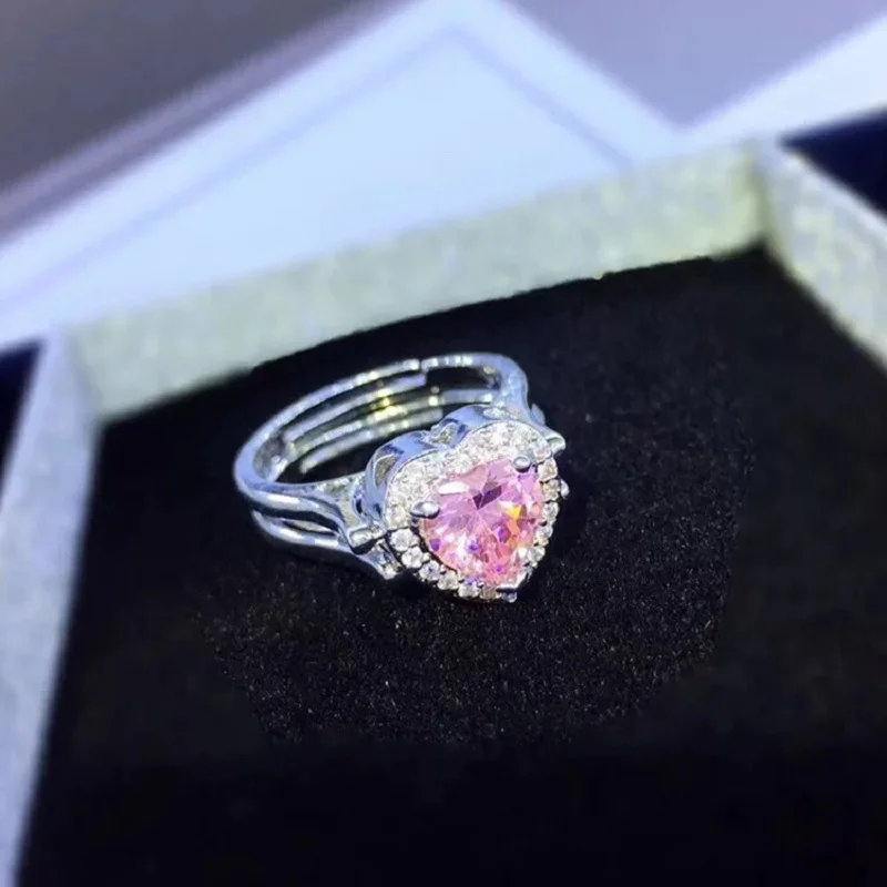 

Sterling silver 925 heart-shaped magic ring, a two-wear high carbon diamond ladies ring