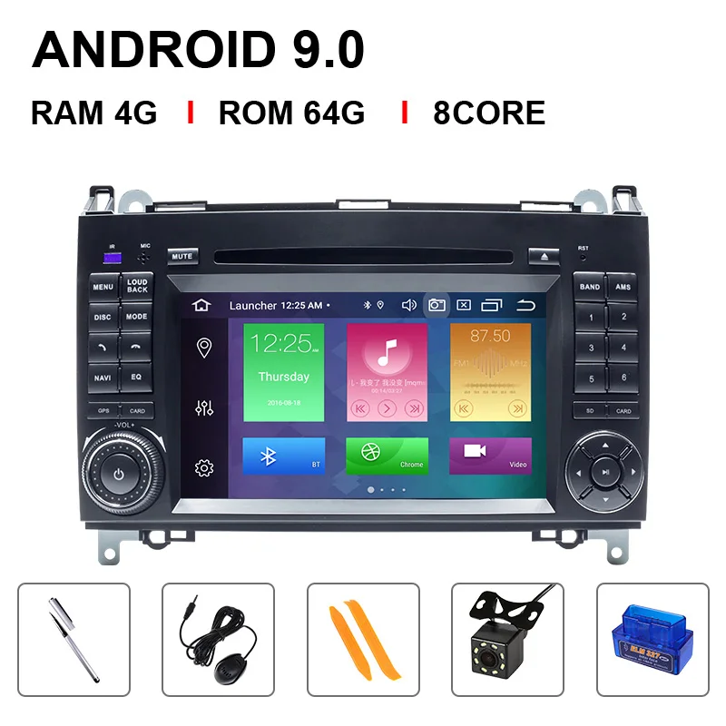 8 Core 64ROM OBD Cam Ips 2 din автомобильный DVD Multimeida для Mercedes Benz B200 A B класс спринтер W906 W169 W245 Viano Vito W639 b170 радио gps навигация - Цвет: 8 Core 64ROM OBD Cam